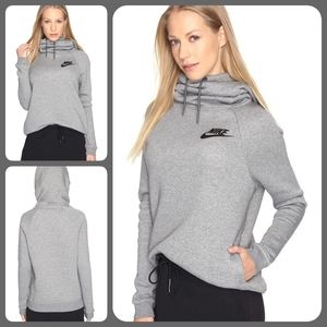 Like New$$ womens Nike Sportswear Rally Funnel Neck sweatshirt medium Gray/Black